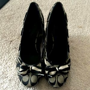 Coach black and white wedge heels